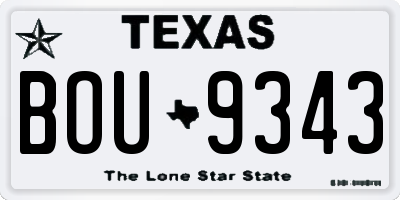 TX license plate BOU9343