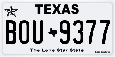 TX license plate BOU9377