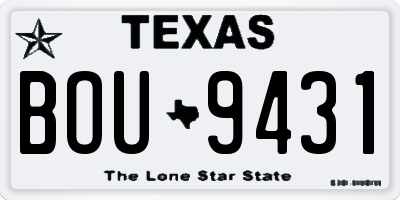 TX license plate BOU9431