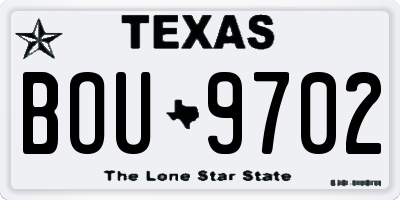TX license plate BOU9702