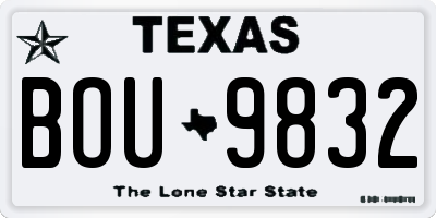 TX license plate BOU9832
