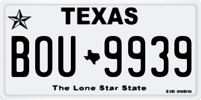 TX license plate BOU9939