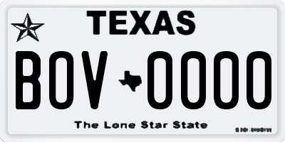 TX license plate BOV0000