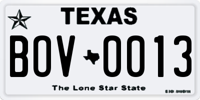 TX license plate BOV0013