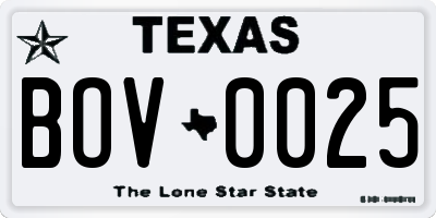 TX license plate BOV0025