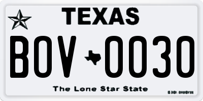 TX license plate BOV0030