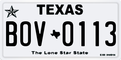 TX license plate BOV0113