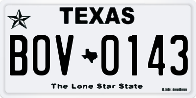 TX license plate BOV0143