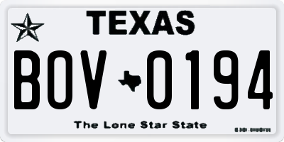 TX license plate BOV0194
