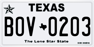 TX license plate BOV0203