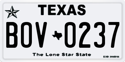 TX license plate BOV0237