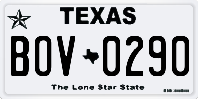 TX license plate BOV0290