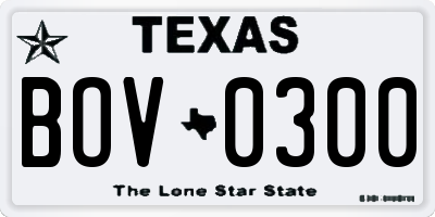 TX license plate BOV0300