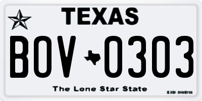 TX license plate BOV0303
