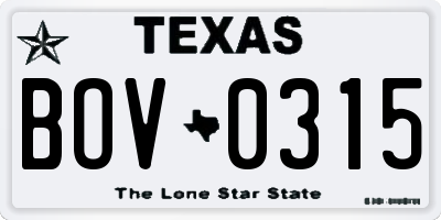 TX license plate BOV0315