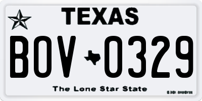 TX license plate BOV0329