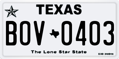 TX license plate BOV0403