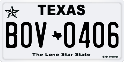 TX license plate BOV0406