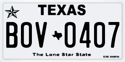 TX license plate BOV0407