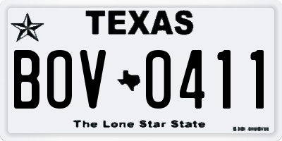 TX license plate BOV0411