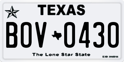 TX license plate BOV0430