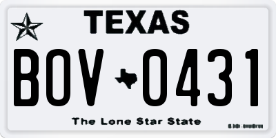 TX license plate BOV0431