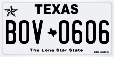 TX license plate BOV0606