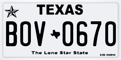 TX license plate BOV0670