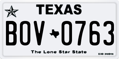 TX license plate BOV0763