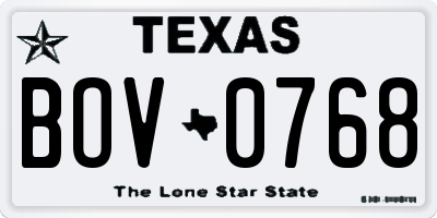 TX license plate BOV0768