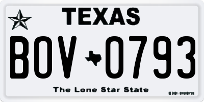 TX license plate BOV0793