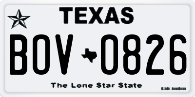 TX license plate BOV0826