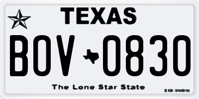 TX license plate BOV0830