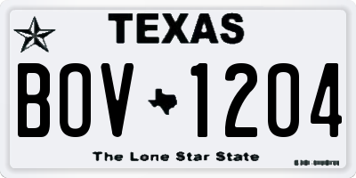 TX license plate BOV1204