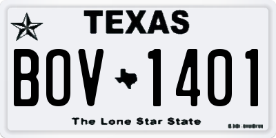 TX license plate BOV1401