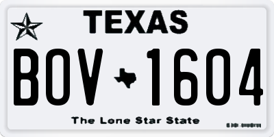 TX license plate BOV1604