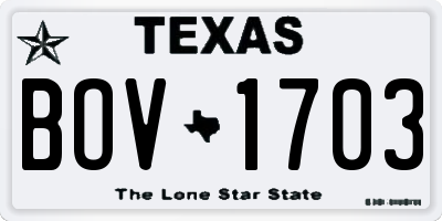 TX license plate BOV1703