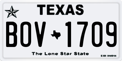 TX license plate BOV1709