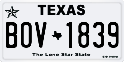 TX license plate BOV1839