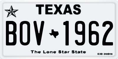 TX license plate BOV1962