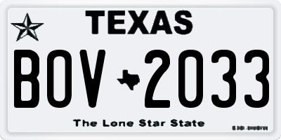 TX license plate BOV2033