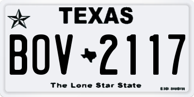 TX license plate BOV2117