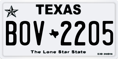 TX license plate BOV2205