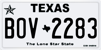 TX license plate BOV2283