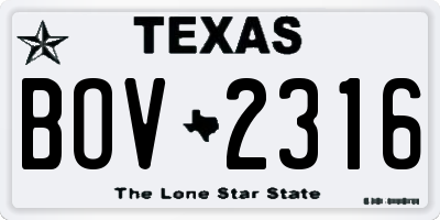 TX license plate BOV2316
