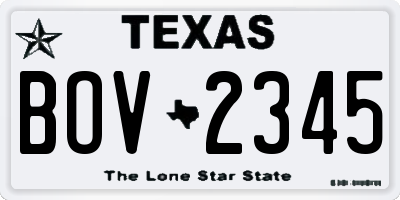TX license plate BOV2345