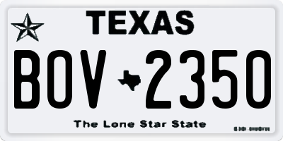TX license plate BOV2350