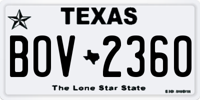 TX license plate BOV2360
