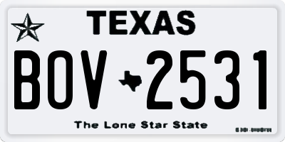 TX license plate BOV2531