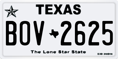 TX license plate BOV2625